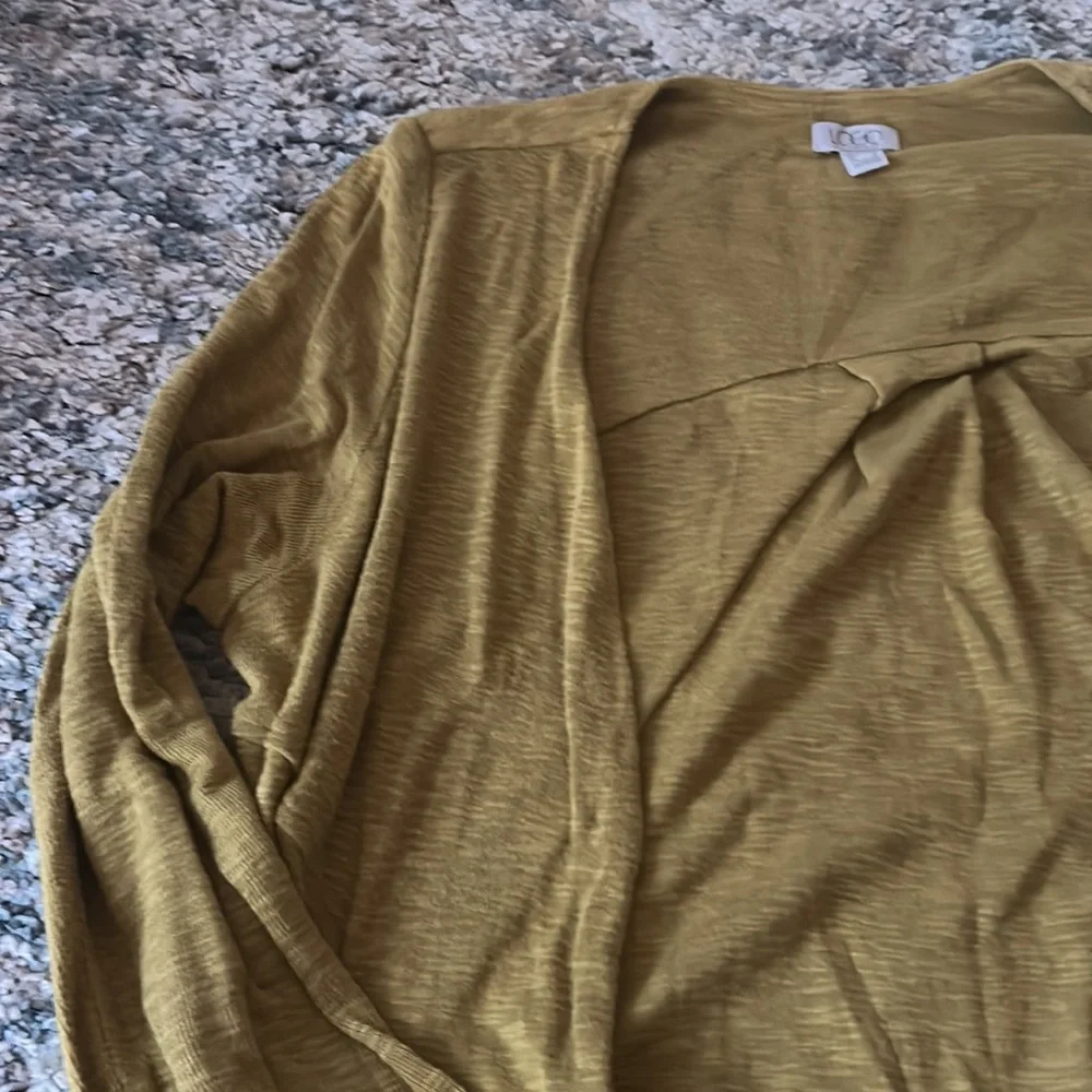 LOGO by Lori Goldstein Yellow Waterfall Cardigan - Picture 3 of 12